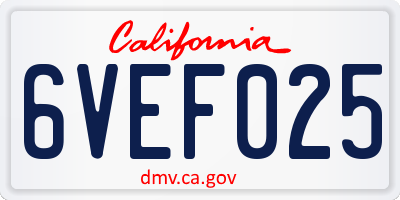 CA license plate 6VEF025