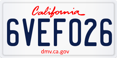 CA license plate 6VEF026
