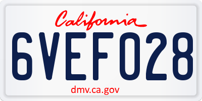 CA license plate 6VEF028