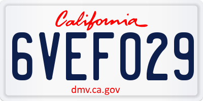 CA license plate 6VEF029