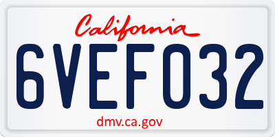 CA license plate 6VEF032