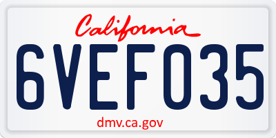 CA license plate 6VEF035
