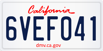 CA license plate 6VEF041