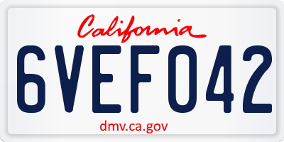 CA license plate 6VEF042