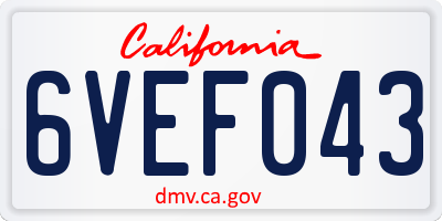 CA license plate 6VEF043