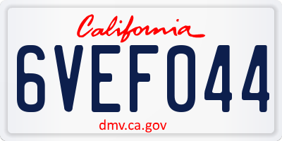 CA license plate 6VEF044