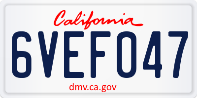CA license plate 6VEF047