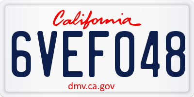 CA license plate 6VEF048