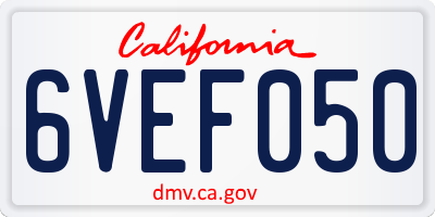 CA license plate 6VEF050