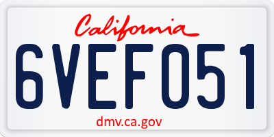 CA license plate 6VEF051