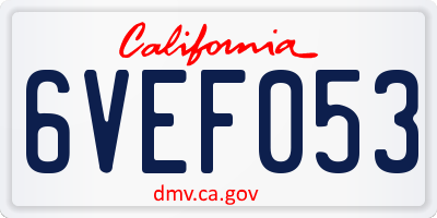 CA license plate 6VEF053