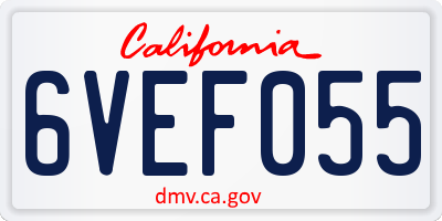 CA license plate 6VEF055