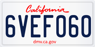 CA license plate 6VEF060
