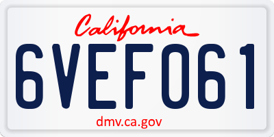 CA license plate 6VEF061