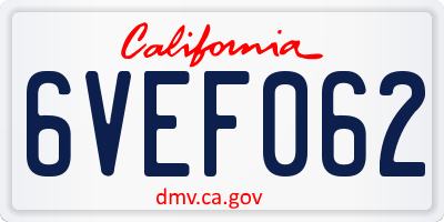 CA license plate 6VEF062