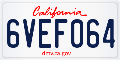 CA license plate 6VEF064