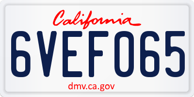 CA license plate 6VEF065