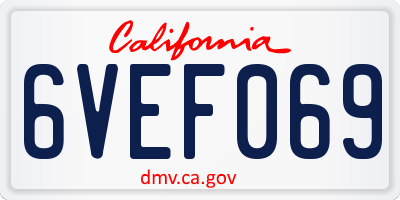 CA license plate 6VEF069