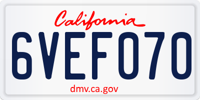 CA license plate 6VEF070
