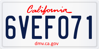 CA license plate 6VEF071
