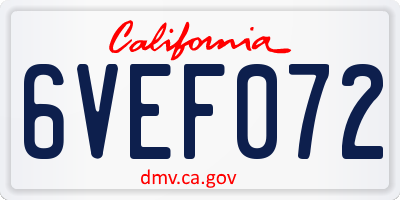 CA license plate 6VEF072