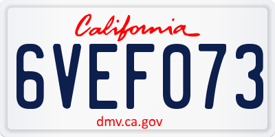 CA license plate 6VEF073