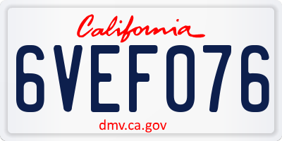CA license plate 6VEF076