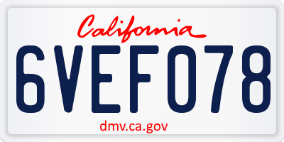 CA license plate 6VEF078