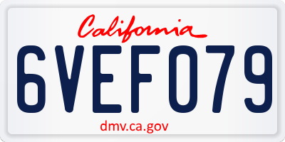 CA license plate 6VEF079