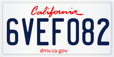 CA license plate 6VEF082