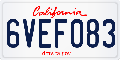 CA license plate 6VEF083