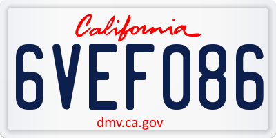 CA license plate 6VEF086