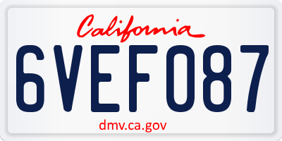 CA license plate 6VEF087