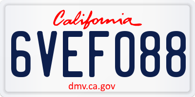 CA license plate 6VEF088