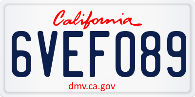 CA license plate 6VEF089