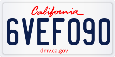 CA license plate 6VEF090