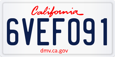 CA license plate 6VEF091