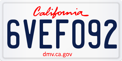 CA license plate 6VEF092