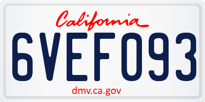 CA license plate 6VEF093