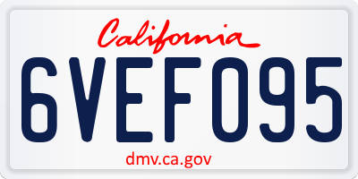 CA license plate 6VEF095