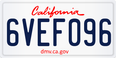 CA license plate 6VEF096