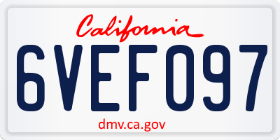 CA license plate 6VEF097