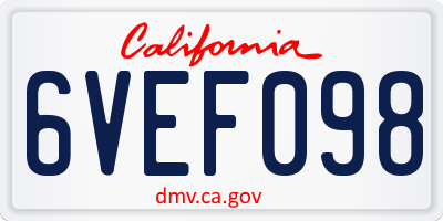 CA license plate 6VEF098