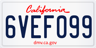 CA license plate 6VEF099