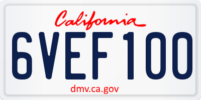 CA license plate 6VEF100