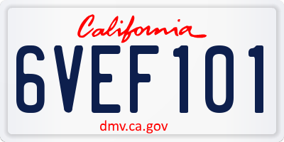 CA license plate 6VEF101
