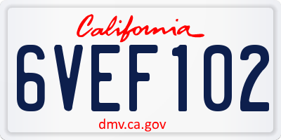 CA license plate 6VEF102