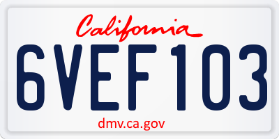 CA license plate 6VEF103