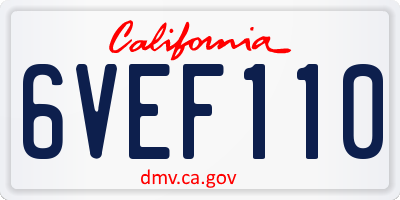 CA license plate 6VEF110