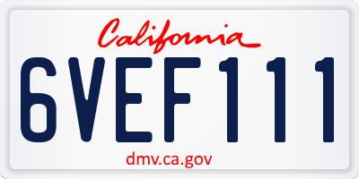 CA license plate 6VEF111